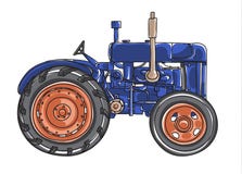Dark blue old Tractor Vintage hand drawn cute vector line art Stock Photo Dark blue old Tractor Vintage hand drawn cute vector line art Stock Photo