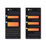 Dark chat app template whith mobile keyboard and text chat bubbles. Social network message vector illustration. royalty free illustration Dark chat app template whith mobile keyboard and text chat bubbles. Social network message vector illustration. royalty free illustration