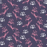 Dark elegant pattern with pink and white flowers royalty free illustration Dark elegant pattern with pink and white flowers royalty free illustration