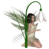 Dark Haired Snowdrop Fairy Kneeling by Winter Flowers Stock Image Dark Haired Snowdrop Fairy Kneeling by Winter Flowers Stock Image