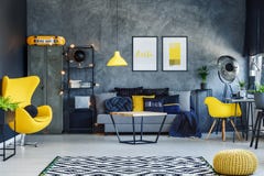 Dark living room with sofa stock photo Dark living room with sofa stock photo