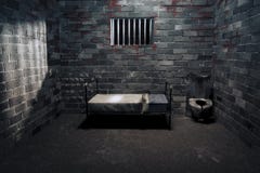 Dark prison cell at night