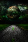 Dark star over rural road landscape stock illustration Dark star over rural road landscape stock illustration