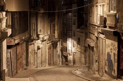 Dark Street In Night, Istanbul Royalty Free Stock Images