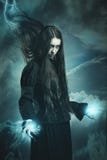 Dark witch calling thunder powers