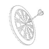 Darts target and stuck a dart from abstract futuristic polygonal black lines and dots. Vector illustration royalty free illustration Darts target and stuck a dart from abstract futuristic polygonal black lines and dots. Vector illustration royalty free illustration
