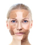 Das Porträt der Schönheit lokalisiert auf Weiß stockfoto Das Porträt der Schönheit lokalisiert auf Weiß stockfoto