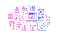 Data analysis gradient line icons illustration Royalty Free Stock Photo Data analysis gradient line icons illustration Royalty Free Stock Photo