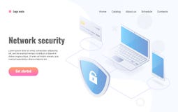Data protection isometric vector illustration. Network security website layout. royalty free illustration Data protection isometric vector illustration. Network security website layout. royalty free illustration