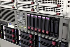 Data storage rack with hard drives stock photography Data storage rack with hard drives stock photography