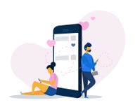 Datation en ligne et mise en réseau sociale, concept virtuel de relations Causerie masculine et femelle sur l'Internet Vecteur 3d Illustration de Vecteur Datation en ligne et mise en réseau sociale, concept virtuel de relations Causerie masculine et femelle sur l'Internet Vecteur 3d Illustration de Vecteur