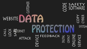 Daten-Schutzwortwolkenkonzept auf schwarzem Hintergrund lizenzfreie abbildung Daten-Schutzwortwolkenkonzept auf schwarzem Hintergrund lizenzfreie abbildung