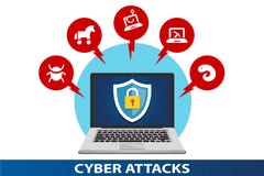 Datenschutz gegen Cyberangriffe stock abbildung Datenschutz gegen Cyberangriffe stock abbildung