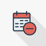 Datumet och tid, kalendern och den tunna linjen lägenhet för borttagningshändelse färgar symbolen Linjärt vektorsymbol Färgrik lå vektor illustrationer Datumet och tid, kalendern och den tunna linjen lägenhet för borttagningshändelse färgar symbolen Linjärt vektorsymbol Färgrik lå vektor illustrationer