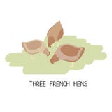 12 day of christmas - three french hens stock illustration 12 day of christmas - three french hens stock illustration