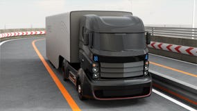 3DCG animacja autonomiczny hybryd ciężarówki jeżdżenie na autostradzie ilustracja wektor 3DCG animacja autonomiczny hybryd ciężarówki jeżdżenie na autostradzie ilustracja wektor