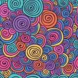 De abstracte Kleurrijke Geschetste Hand wervelt Naadloos Patroon Als achtergrond Stock Foto's