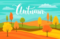 De achtergrond van het het beeldverhaallandschap van de de herfstdaling royalty-vrije illustratie De achtergrond van het het beeldverhaallandschap van de de herfstdaling royalty-vrije illustratie