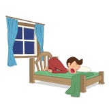 De activiteit van het jonge geitje Een jongensslaap in het bed vector illustratie De activiteit van het jonge geitje Een jongensslaap in het bed vector illustratie