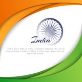 De affiche met samenvatting boog lijnen van kleuren van de nationale vlag van India en de naam van Abstracte modern van India van vector illustratie De affiche met samenvatting boog lijnen van kleuren van de nationale vlag van India en de naam van Abstracte modern van India van vector illustratie