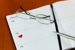 De Agenda van de Dag van valentijnskaarten Stock Foto