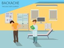 De arts onderzoekt Patiënt met Rugpijn Vector royalty-vrije illustratie De arts onderzoekt Patiënt met Rugpijn Vector royalty-vrije illustratie
