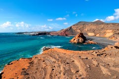 De baai van Gr Golfo, Westelijke Lanzarote stock afbeelding De baai van Gr Golfo, Westelijke Lanzarote stock afbeelding