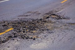 De betonweg van het schadeasfalt stock afbeelding De betonweg van het schadeasfalt stock afbeelding
