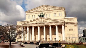 De bouw van het Bolshoitheater in Moskou 2018 stock videobeelden De bouw van het Bolshoitheater in Moskou 2018 stock videobeelden
