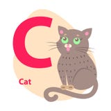  De Brief van dierentuinabc met Leuke Cat Cartoon Vector Royalty-vrije Illustratie
