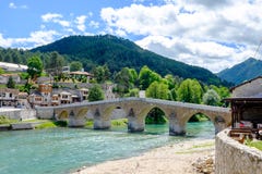 De brug van de Konjicottomane, Mostar, Bosnië-Herzegovina stock afbeeldingen De brug van de Konjicottomane, Mostar, Bosnië-Herzegovina stock afbeeldingen