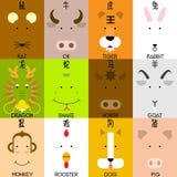 12 de Chinese reeks van het dierenriempictogram vector illustratie 12 de Chinese reeks van het dierenriempictogram vector illustratie