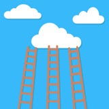 De concurrentieconcept, wolken met ladders, voorraadvector illustrat stock illustratie De concurrentieconcept, wolken met ladders, voorraadvector illustrat stock illustratie