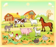 De dieren van het landbouwbedrijf met achtergrond vector illustratie De dieren van het landbouwbedrijf met achtergrond vector illustratie