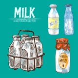De digitale vector gedetailleerde verse melk van de lijnkunst stock illustratie De digitale vector gedetailleerde verse melk van de lijnkunst stock illustratie