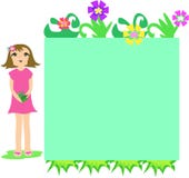 De Doos van het frame van Bloemen en Meisje stock illustratie De Doos van het frame van Bloemen en Meisje stock illustratie