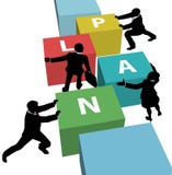 De duwPLAN van het bedrijfsmensenteam samen royalty-vrije illustratie De duwPLAN van het bedrijfsmensenteam samen royalty-vrije illustratie