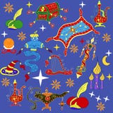 De elementen van het het verhaalthema van Fairytalealaddin stock illustratie De elementen van het het verhaalthema van Fairytalealaddin stock illustratie