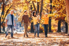 De familie van de Multlgeneratie in de herfstpark stock fotografie De familie van de Multlgeneratie in de herfstpark stock fotografie