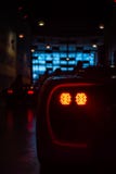 2 de febrero de 2018: Luces de freno del coche de Ferrari en el mundo Abu Dh de Ferrari imagen de archivo libre de regalías 2 de febrero de 2018: Luces de freno del coche de Ferrari en el mundo Abu Dh de Ferrari imagen de archivo libre de regalías