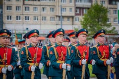 De feestelijke gebeurtenissen kunnen 8, 2019 in Nevsky-district van St. Petersburg, Rusland stock afbeelding De feestelijke gebeurtenissen kunnen 8, 2019 in Nevsky-district van St. Petersburg, Rusland stock afbeelding
