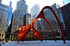 De flamingo op Dearborn, Chicago Van de binnenstad stock afbeeldingen De flamingo op Dearborn, Chicago Van de binnenstad stock afbeeldingen