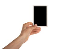 De fotokader van de handholding op wit met het knippen van weg wordt geïsoleerd die stock fotografie De fotokader van de handholding op wit met het knippen van weg wordt geïsoleerd die stock fotografie