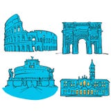 De Gekleurde Oriëntatiepunten van Rome Italië vector illustratie De Gekleurde Oriëntatiepunten van Rome Italië vector illustratie