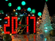 De gelukkige Kerstboom van het Nieuwjaar 2017 groene glas Royalty-vrije Stock Foto's