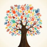 De geïsoleerde handen van de diversiteitsboom