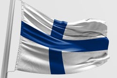 De geïsoleerde Vlag die van Finland, 3D Realistische Teruggegeven Vlag van Finland golven Stock Illustratie De geïsoleerde Vlag die van Finland, 3D Realistische Teruggegeven Vlag van Finland golven Stock Illustratie