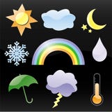 De glanzende Pictogrammen van het Weer vector illustratie De glanzende Pictogrammen van het Weer vector illustratie
