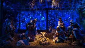 De godsdecoratie van Jesus op de verlichtingshoed van de Kerstmisdag stock afbeelding De godsdecoratie van Jesus op de verlichtingshoed van de Kerstmisdag stock afbeelding