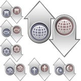 De godsdienstsymbolen van de wereld boven en beneden pijlen vector illustratie De godsdienstsymbolen van de wereld boven en beneden pijlen vector illustratie